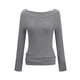 thumbnail image 4 of Moda mujer Color sólido manga larga Pullove fuera del hombro camisa suéter Tops Fridja hjk806, 4 of 4