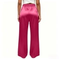thumbnail image 6 of yeiolnoer Satin Pants for Women Loose Fit Wide Leg Trousers Lightweight Drawstring High Waisted Pants Trendy Clothes, 6 of 7