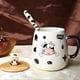 thumbnail image 4 of Cute Cow Coffe Mug with Cover and Spoon, Ceramic Cow Coffee mug, 420ml Kawaii Cow Mugs, 3D Animal Cow Mug Prefect Gifts For Boys(Angry Cow), 4 of 5