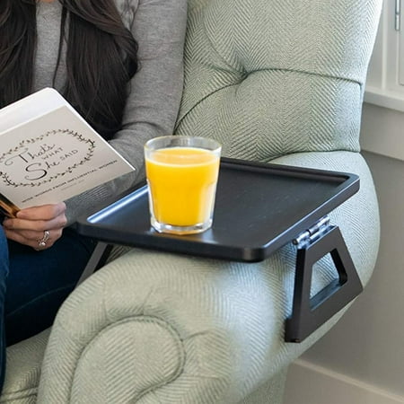 

OROMYO Sofa Arm Tray Table Portable Couch Arm Clip-On Tray Space Saving Wooden Sofa Arm Rest Table for Wide Couches Stable Sofa Armrest Side Tables for Remote Drinks Snacks Phone Holder