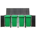 thumbnail image 2 of vidaXL 1 Piece Poly Rattan Quadruple Wheelie Bin Shed Outdoor Trash Can Storage, 2 of 8