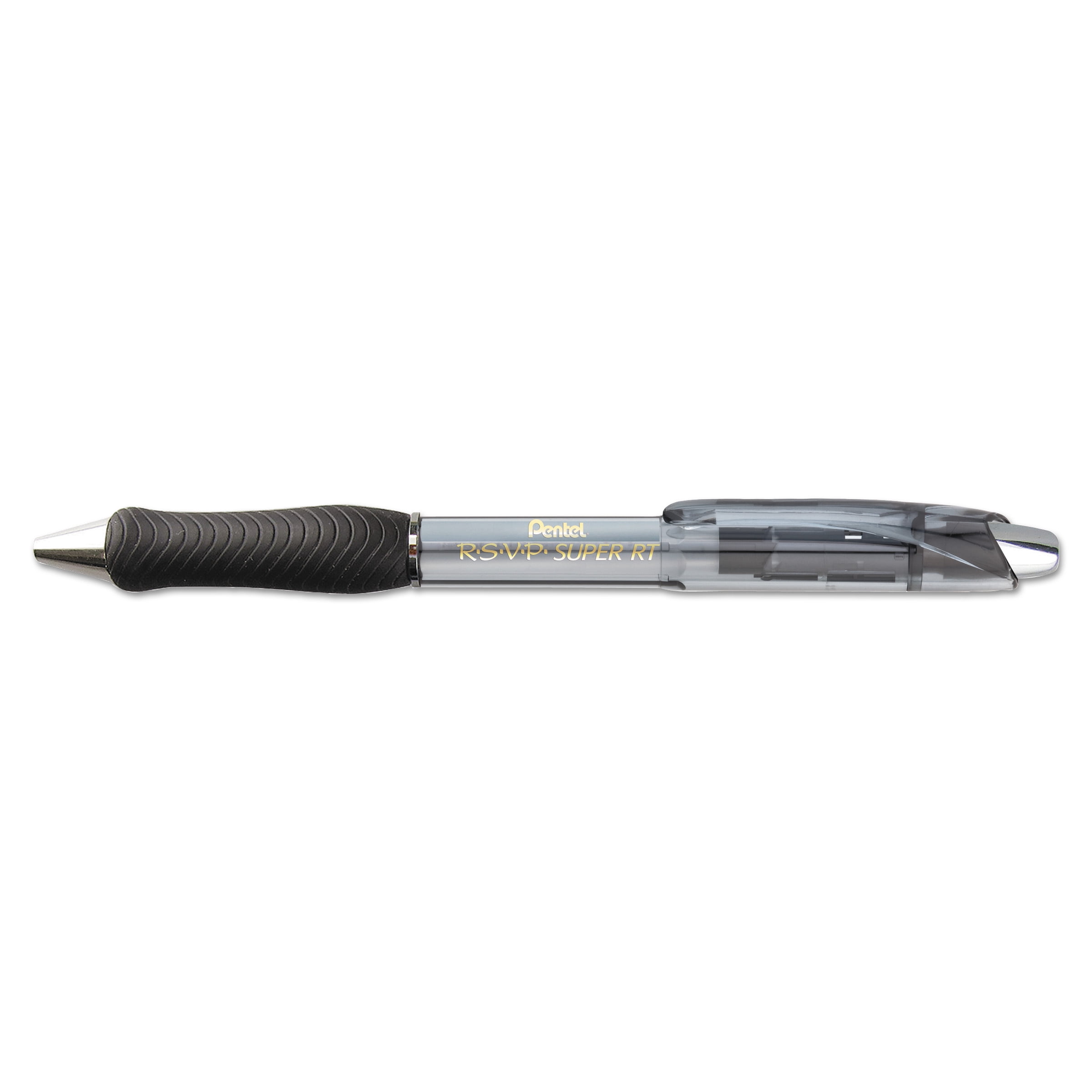 Box of 12 Black Ink Pentel RSVP Super RT Ballpoint Pen, BX477-A 0.7mm Fine Line