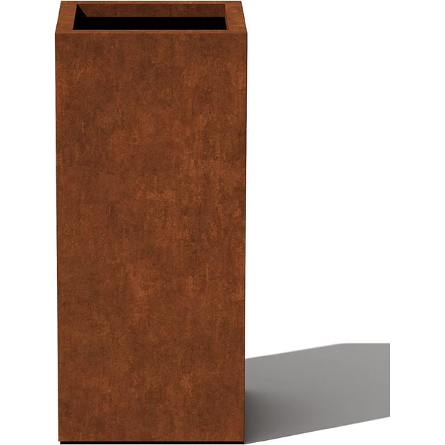 Corten Steel Series Pedestal Planter - Tall Corten Steel Planter for Outdoor Porch/Patio | Naturally Rusting Steel for All-Weather Use | Modern Rustic Décor for Tall Plants, Trees, Flowers