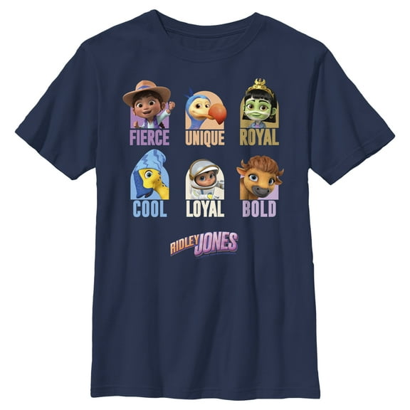 Boy's Ridley Jones Eyes Team Characteristics  Graphic Tee Navy Blue Medium