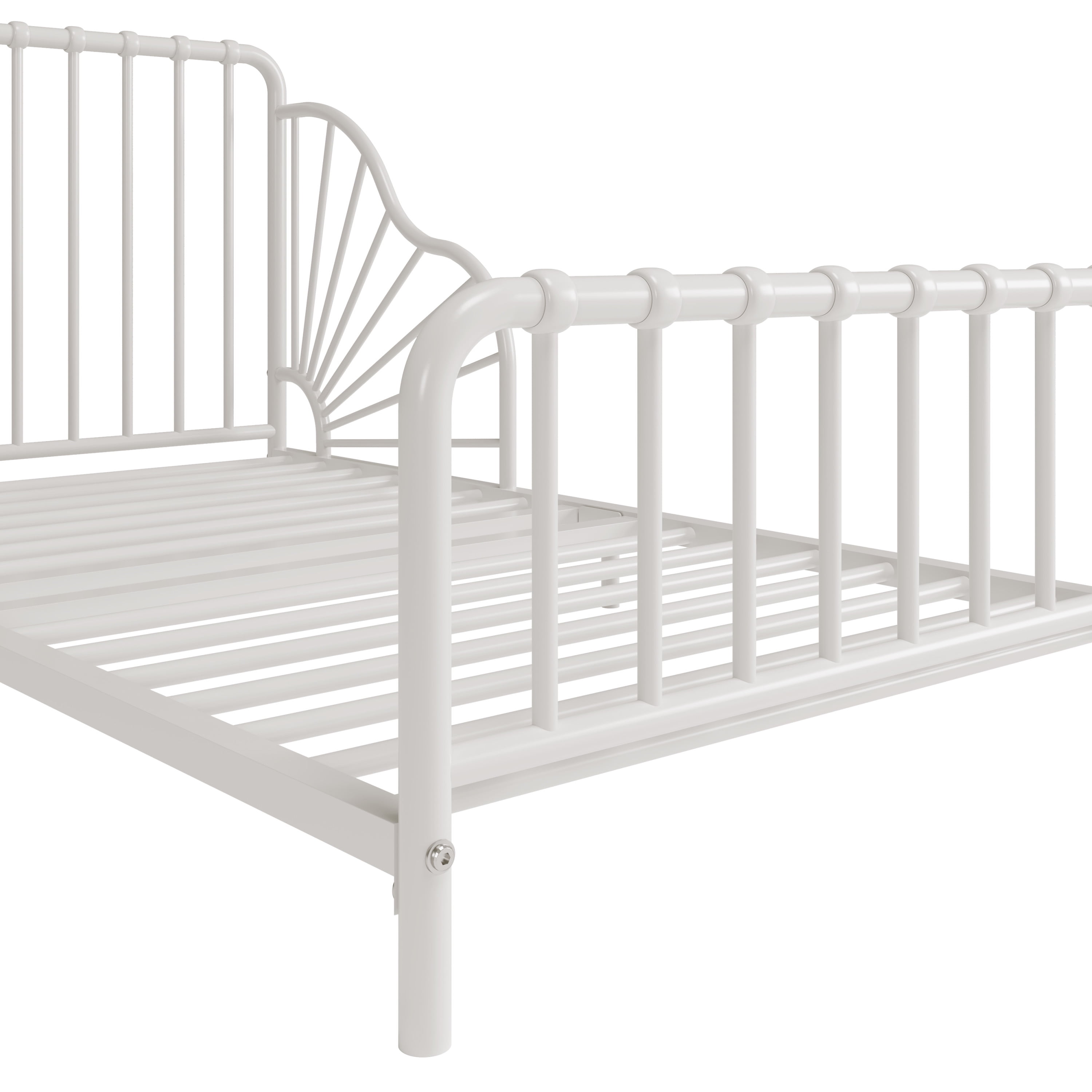 Little Seeds Quinn Whimsical Metal Toddler Bed, White