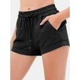 thumbnail image 3 of Made by Olivia Women's Drawstring Elastic Waist Casual Comfy Cotton Linen Beach Shorts, 3 of 6