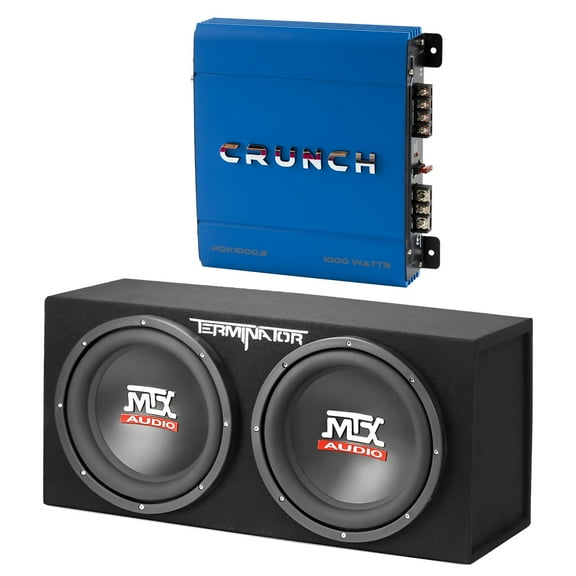 MTX 12" 1200W Car Audio Subwoofer Box Enclosure & Crunch PowerDriveX Stereo Amp