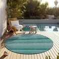 thumbnail image 6 of Addison Rugs Chantille Indoor/Outdoor Transitional Stripes Teal Washable Round Rug, 8' x 8', 6 of 6