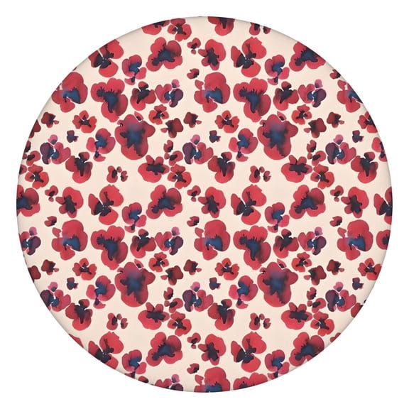 Pioneer Flower Floral Print Pattern Round Fitted Tablecloth with Elastic Edge,Dining Table Cover Waterproof,Outdoor Round Tablecloth for Camping,Dining,Indoor and Outdoor