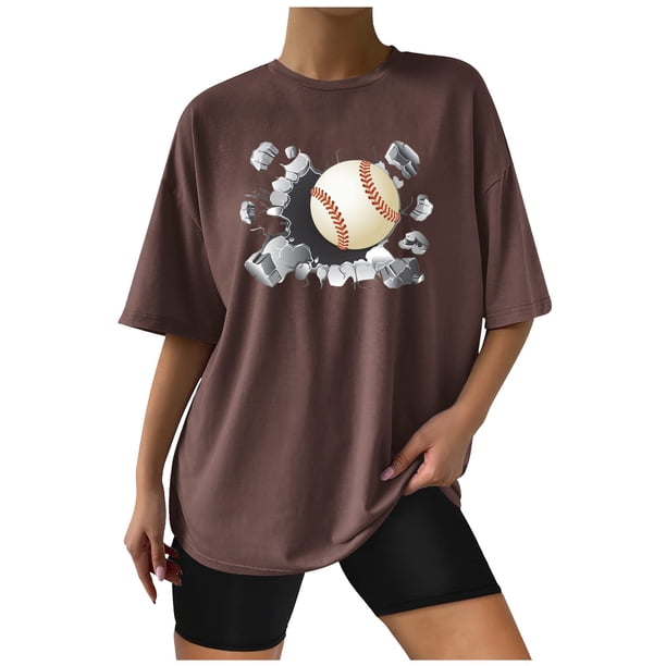 Camisas sexy de verano para mujer Blusa regular estampada con cuello redondo y manga corta OAVQHLG3B Store lin121212