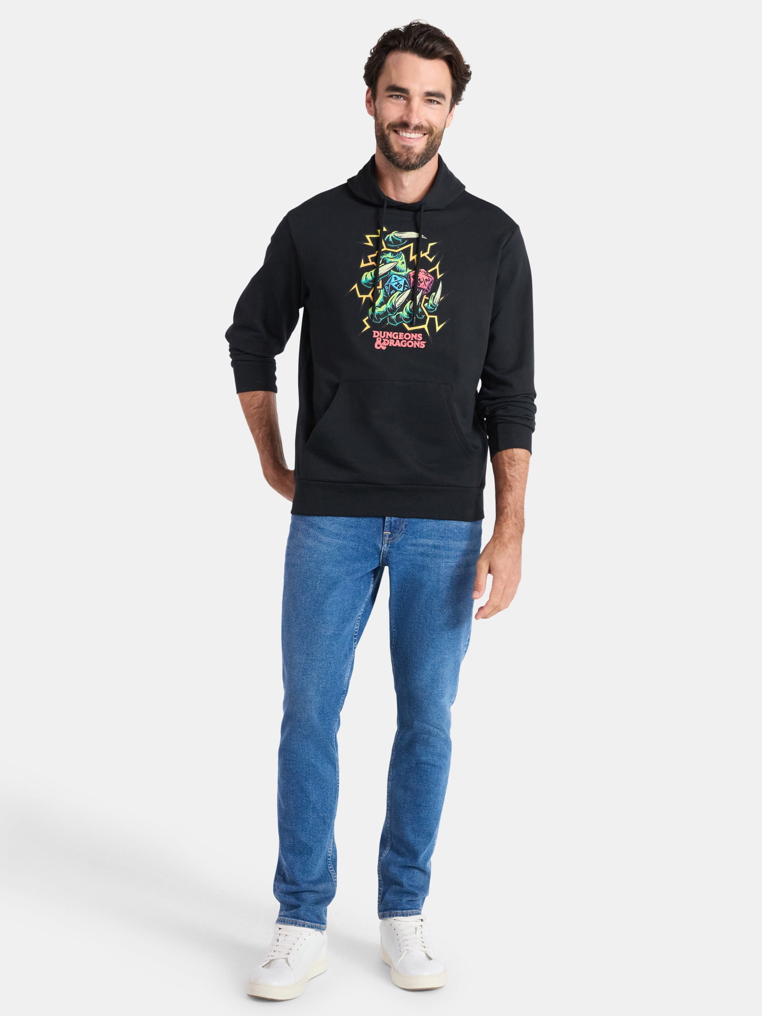 Dungeons and Dragons Men's and Big Men's Electric Dice Graphic Hoodie, Sizes S-3XL