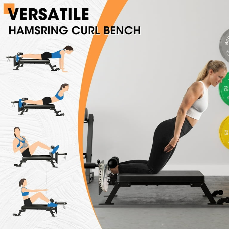 Syedee Nordic Curl Workout Bench Home Gym Hamstring Curl Machine Glute Bench with Transport Wheels Works with 1 2 Olympic Weight Plates Durable Padding Construction Walmart