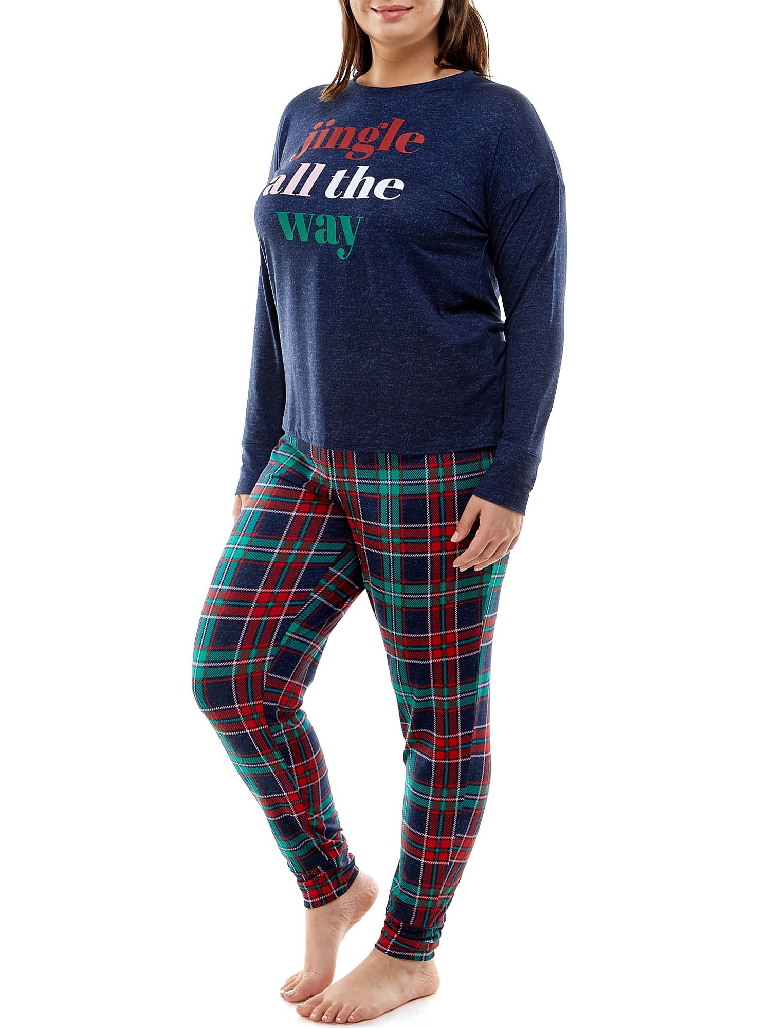 Jaclyn Women and Women's Plus Holiday Printed Long Sleeve Pajama Set