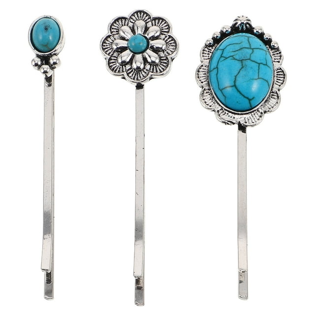3 pinzas para el pelo turquesa, horquillas decorativas estilo bohemio, pinzas para el pelo turquesa para mujer, horquillas decorativas y accesorios para el pelo estilo western para un look retro
