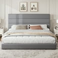 thumbnail image 5 of Amolife King Size Storage Platform Bed Frame with 4 Drawers & Upholstered Velvet Slat Headboard, Grey, 5 of 12