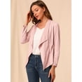 thumbnail image 3 of INSPIRE CHIC Veste en Faux Suède pour Femme à Manches Longues, devant Drapé, Vestes de Moto, 3 of 4