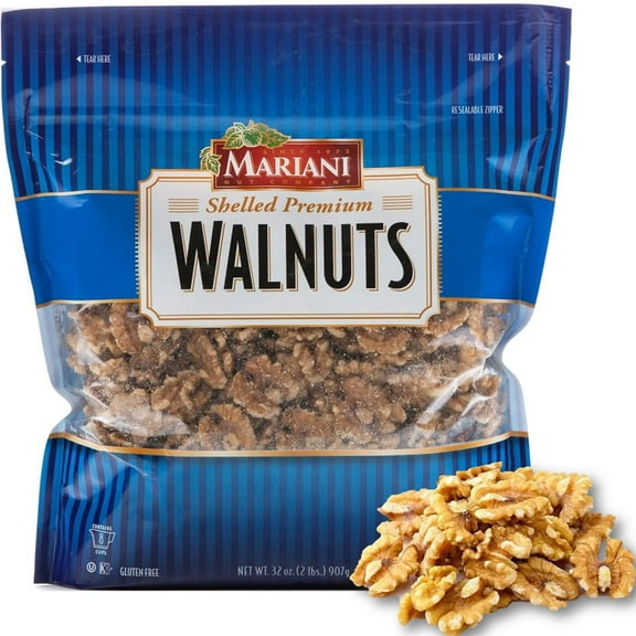 Mariani Nut - Shelled IEF31 Premium California Walnuts - Gluten Free, Kosher Certified - Stand Up Bag