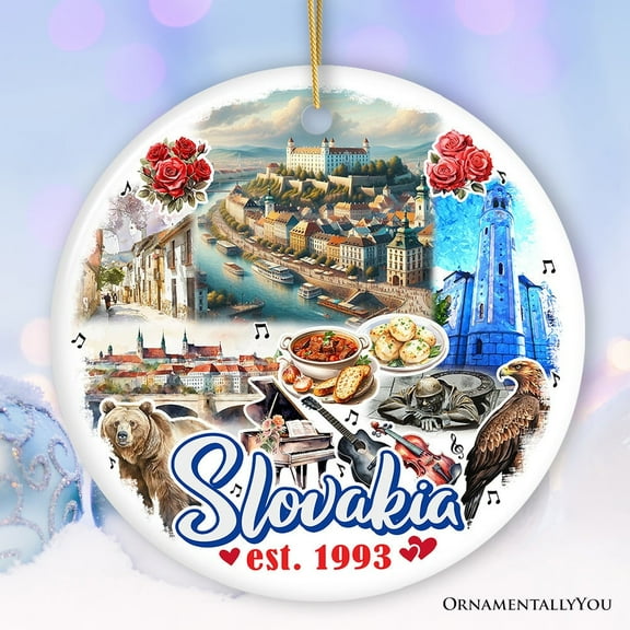 Artistic Slovakia Landmarks Ornament, Slavic Heritage and Culture Christmas Gift and Bratislava Travel Souvenir