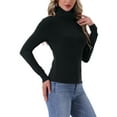 thumbnail image 4 of INSPIRE CHIC Womens Turtleneck Tops Mock Turtle Long Sleeve Shirts Fall Winter Warm UnderShirt Thermal Top Basic Layer S Balck, 4 of 6