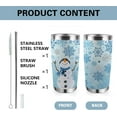 thumbnail image 3 of 20 oz Winter Snowman Insulated Vacuum Tumbler with Lid and Straw, Blue Snowflakes Stainless Steel Double Wall Coffee Cup, Travel Mug Christmas Birthday Gifts for Men Women Boys Girls, 3 of 7
