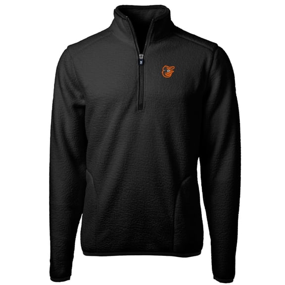 Men's Cutter & Buck Black Baltimore Orioles Big & Tall Cascade Eco Sherpa Fleece Quarter-Zip Pullover Jacket