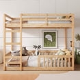 thumbnail image 2 of Bellemave Full over Full Bunk Bed Solid Wood Bunk Bed Frame with Guardrails and Ladder Heavy Duty Floor Bunk Bed for Teens, No Box Spring Needed (Natural), 2 of 9