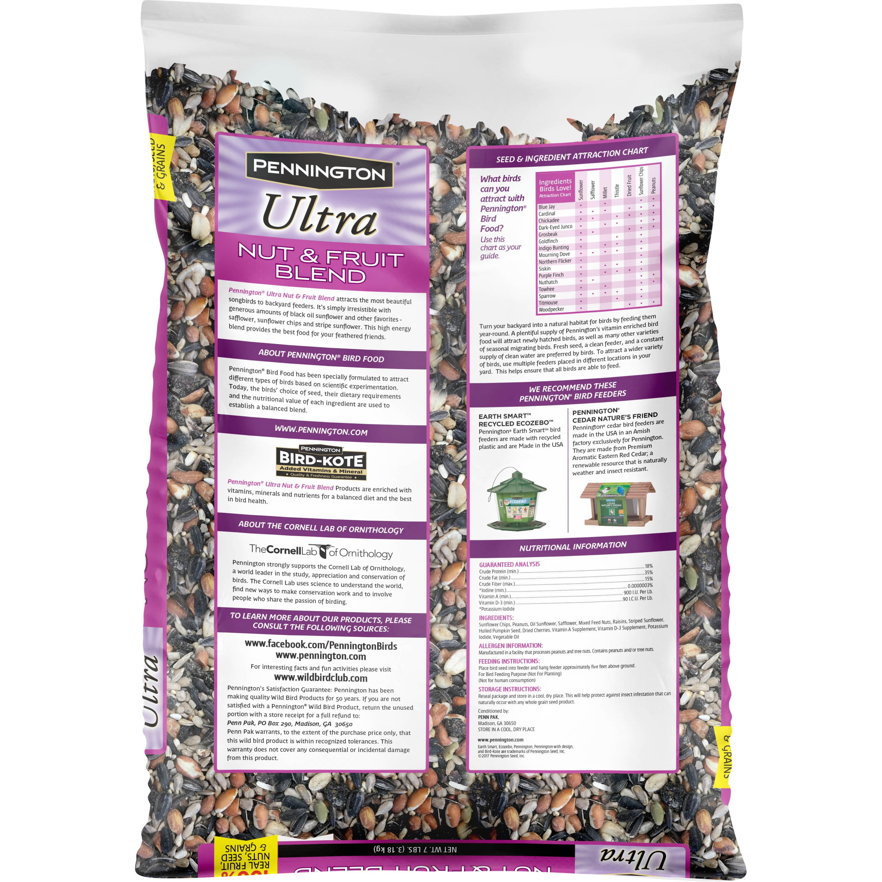 Pennington Ultra Fruits & Nuts Blend Dry Wild Bird Feed, 7 Pounds