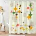 thumbnail image 5 of Mid Century Modern Shower Curtain Retro Stars Shower Curtains for Bathroom Abstract Vintage Boho Art Waterproof Fabric Bath Curtain Decor with Hooks (Yellow1, 72'''' x 72''''), 5 of 6