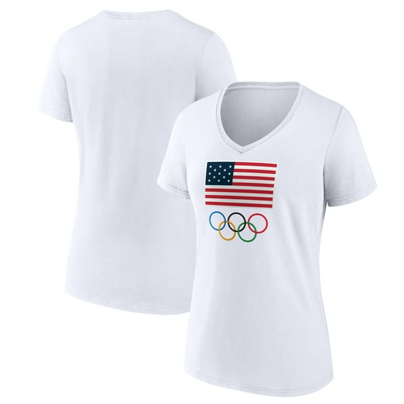 Women's  White Team USA 2024 Olympics Primary Logo V-Neck T-Shirt