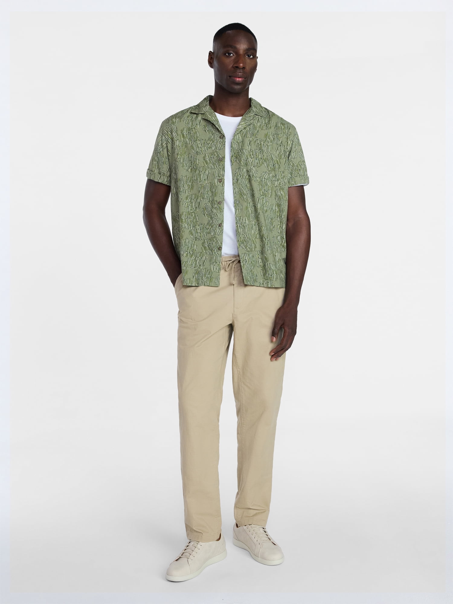 George Men's Relaxed Fit Linen Blend Camp Shirt with Short Sleeves, Sizes S-5XL, LT-3XLT