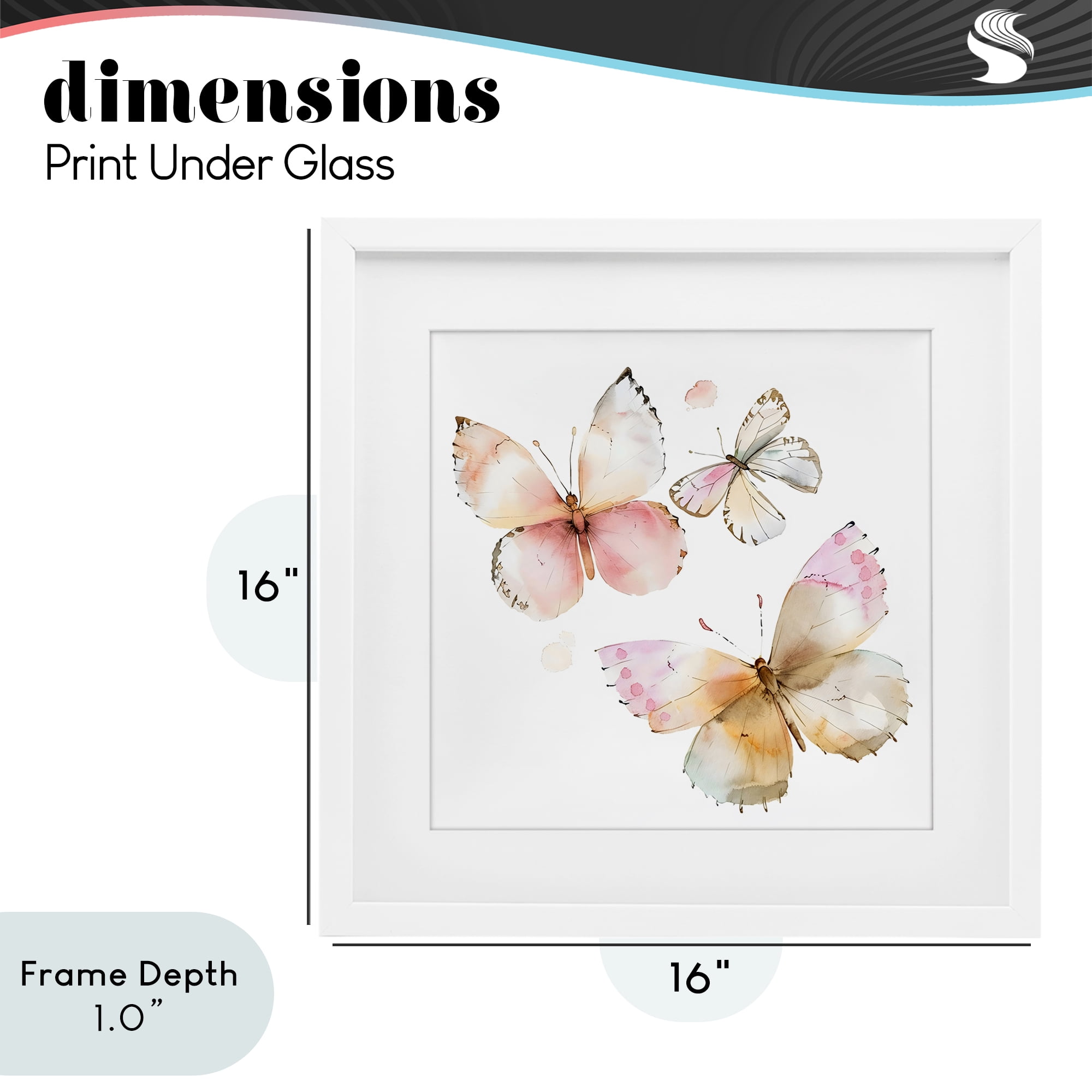 Stupell Industries Pink Watercolor Butterfly Trio White Framed Print Under Glass, design by Creative Studio