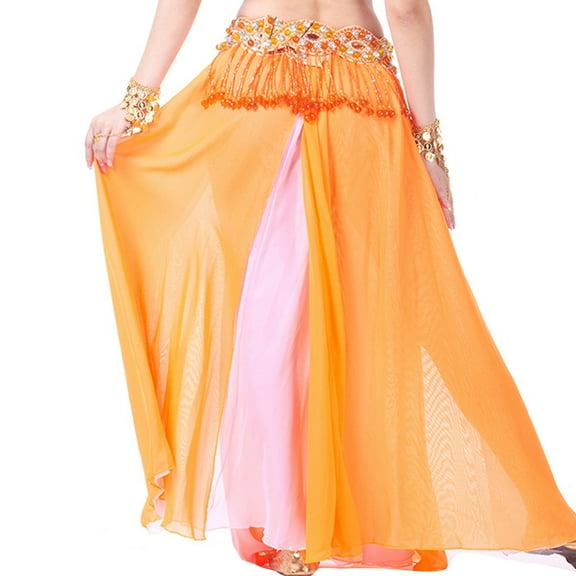 Aellinatey Women Belly Dance Skirt Side Slit Belly Dance Skirt for Stage Show