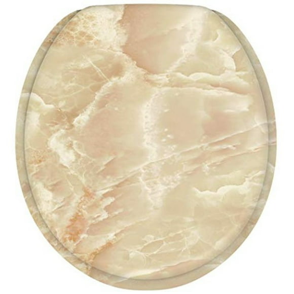 Sanilo 252 Round Wood Toilet Seat with Soft Close Lid, Marble Nature