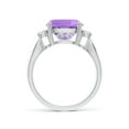 thumbnail image 2 of ANGARA Natural Cushion 3.65 ct Amethyst Solitaire Ring with Diamond Accents in 14K White Gold for Women (Size-10mm) | February Birthstone, Anniversary, Jewelry Gift for Women | Natural Amethyst Ring, 2 of 8