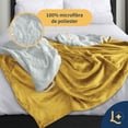 thumbnail image 4 of Cobija Cobertor Aborregado Matrimonial Frazada Ultra Suave 100% Microfibra de Poliéster Mostaza Laila Comfort, 4 of 8