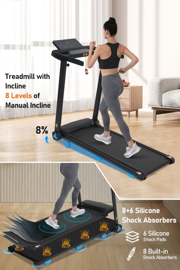 VLDTDRDI 500LBS 3HP Folding Treadmill with 7 Layer Belts,10Mph Electric Treadmil with 10% Incline and Adjustable 3-screens Display,19.72"W Oversized Walking Pad for Home Office