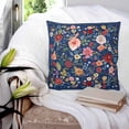 thumbnail image 3 of 26x26 Pillow Covers Set of 2, Navy Blue Flowers Throw Pillow Covers Decorative Couch Cushion Case, Spring Vintage Floral Leaves Farmhouse Microfiber Square Pillowcases for Bedroom Car Living Room, 3 of 7