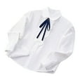 thumbnail image 2 of HAOTAGS Toddler Girls School Uniform Cotton Shirt, Classic Long Sleeve Lightweight Lapel Button UP Shirts Navy 4-6 Years, 2 of 3