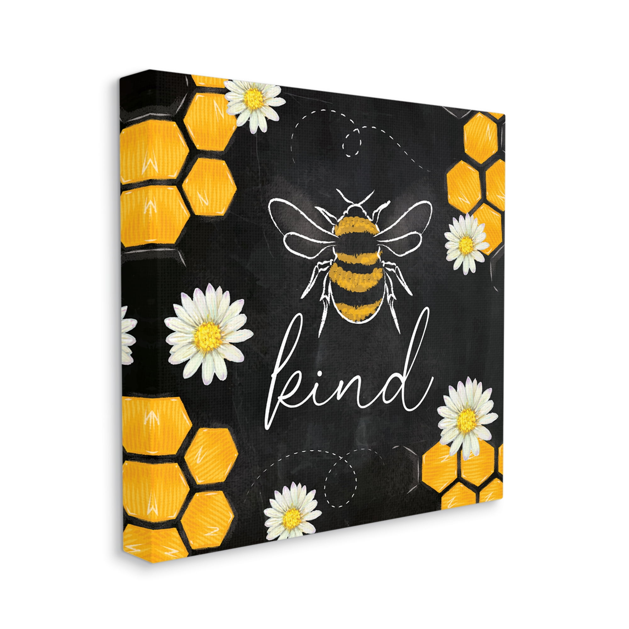 Stupell Bee Kind Honeycomb Pattern Animals & Insects Painting Gallery Wrapped Canvas Print Wall Art