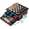 thumbnail image 4 of Board Game Set - Deluxe 15 in 1 Wood Tabletop Games with Storage -Checkers, Chess, Chinese Checkers, Parcheesi, TicTacToe, Solitaire, Snakes and Ladders, Mancala, Backgammon, Poker, Dice, 4 of 9
