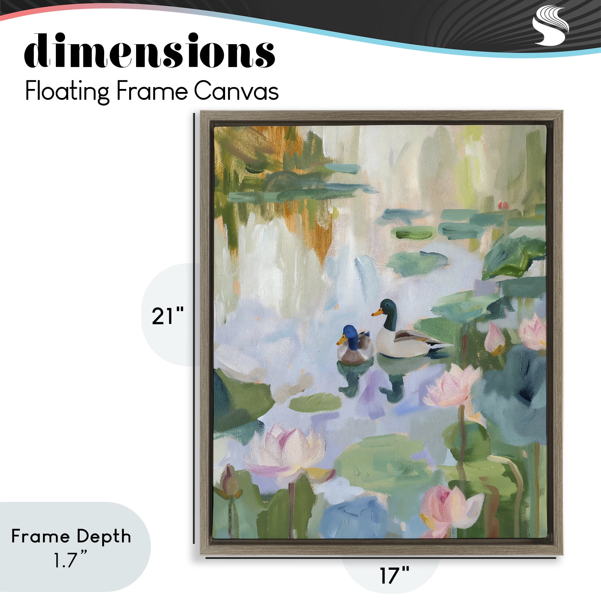 Stupell Industries Duck Pond During Tranquil Morning Brown Framed Floater Canvas Wall Art, design by The Prints Vibe
