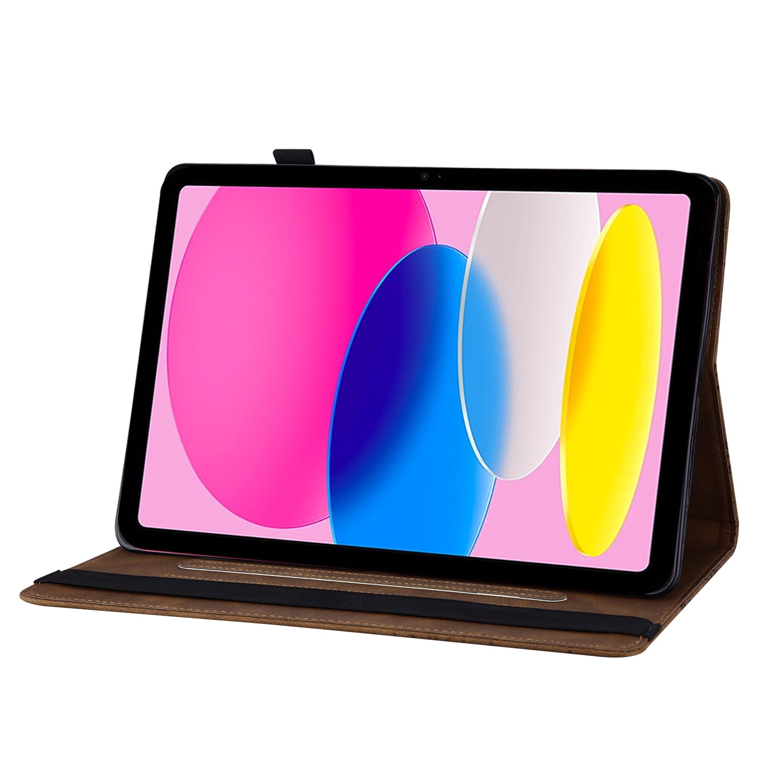 TECH CIRCLE iPad Case for iPad 10th Generation 2022, Slim Folio Stand Butterfly Embossed PU Leather Magnetic Wallet Cover with Pencil Holder & Elastic Strap for iPad 10th Generation 10.9" 2022,Brown