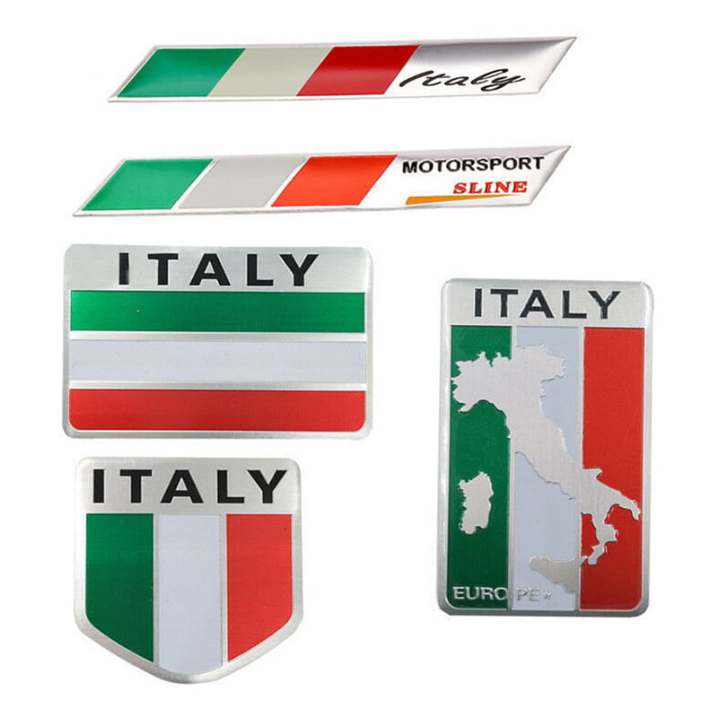 Pair Italy Italia Metal Decal Sport fender grille emblem Auto Flag Sticker Badge