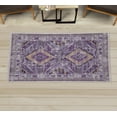 thumbnail image 1 of Tribal Area Rug with Non-Slip Backing, Abstract Geometric Motif of Striped Zigzag Shapes and Squares Ethnic, Quality Carpet for Bedroom and Dorm Room, 2.6' x 5', Purple Lilac Sand Brown, by Ambesonne, 1 of 3