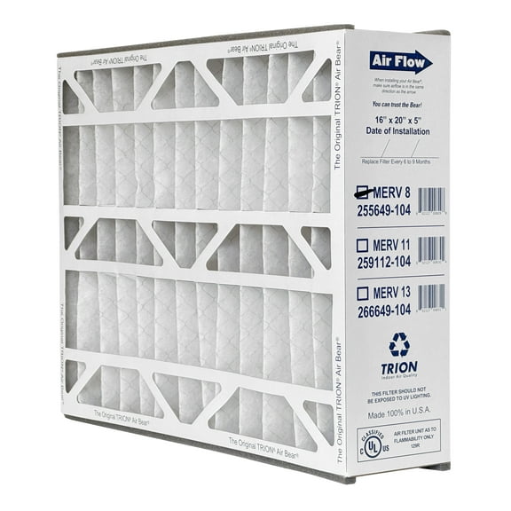 Trion Air Bear 255649-104 - 16" x 20" x 5" Pleated Air Filter, MERV 8