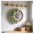 thumbnail image 4 of Gaiwos Wagon Wheel Wreaths 17.3 inches, Artificial Wreaths with Eucalyptus Leaves, Welcome Hanging Door Sign, Rustic Decor for Front Door Wall Farmhouse Outdoor, 4 of 8