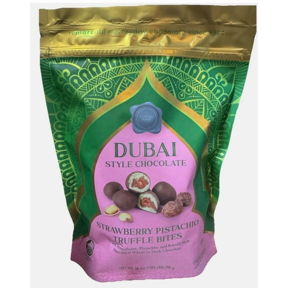 Edward Marc Chocolatier Chocolate Truffles Dubai Style Strawberry Pistachio 18 oz