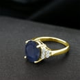 thumbnail image 4 of Gem Stone King 18K Yellow Gold Plated Silver Ring Oval Blue Sapphire and Moissanite (6.95 Cttw, Size 7), 4 of 4