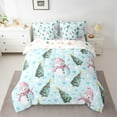 thumbnail image 2 of Feelyou Cartoon Xmas Tree Bedding Comforter Set 7 Pieces for Teen, Blue Love Heart Full Bedding Set, Kawaii Christmas Snowman Reversible Fitted Sheet Flat Sheet, Lightweight Room Decor, 2 of 7