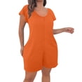 thumbnail image 2 of ClodeEU Women's Short Sleeve V Neck Loose Fit Jumpsuit with Pockets,Casual Long Romper Orange,Womens Plus L, 2 of 7